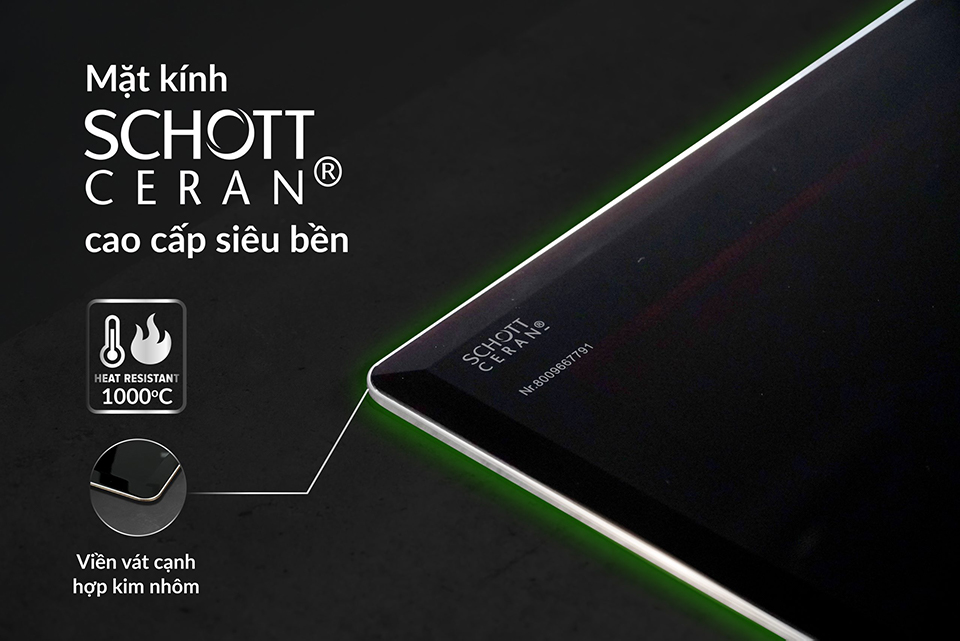 Mặt kính Schott Ceran cao cấp siêu bền Bếp Điện Từ Eurosun EU-TE799Pro