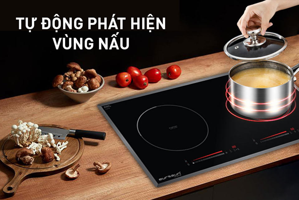 Bếp Điện Từ Eurosun EU-TE887G tự phát hiện vùng nấu