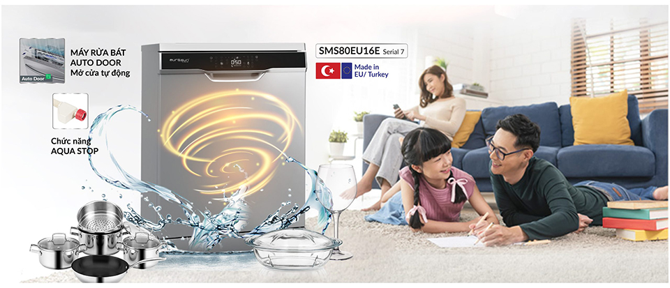 Máy Rửa Bát Eurosun SMS80EU16E chính hãng giá tốt tại ECV Home Đà Nẵng