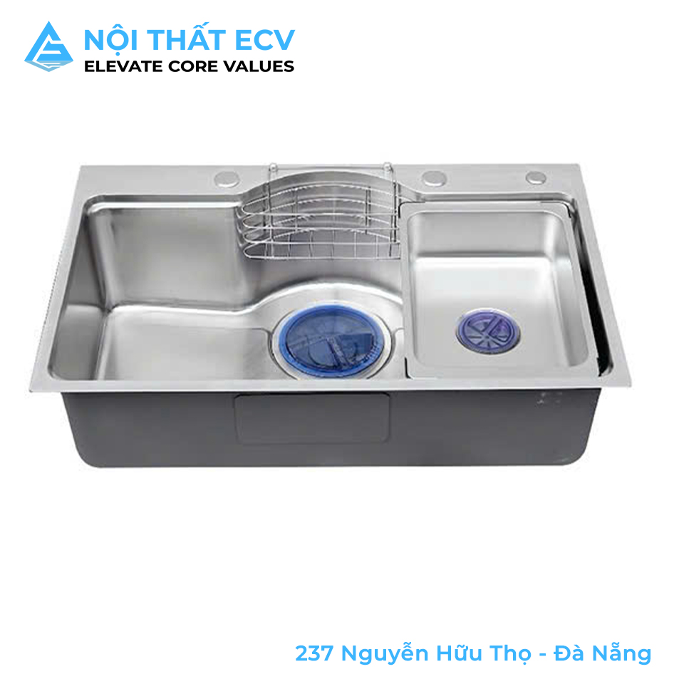 Chậu 1 Hố 304 Bán Nguyệt kt75x46 Dày 5li