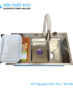 Chậu 1 Hố Kèm Vòi Thác Cơ Inox304 kt78x46